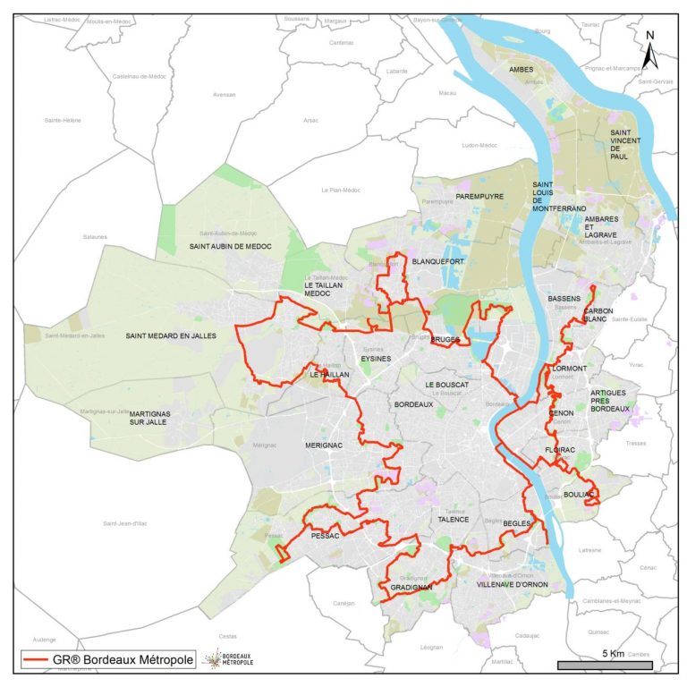Plan des balades GR Bordeaux Métropole
