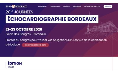 20e Journées Echo Cardio 21 au 23 Octobre 2026 à Bordeaux