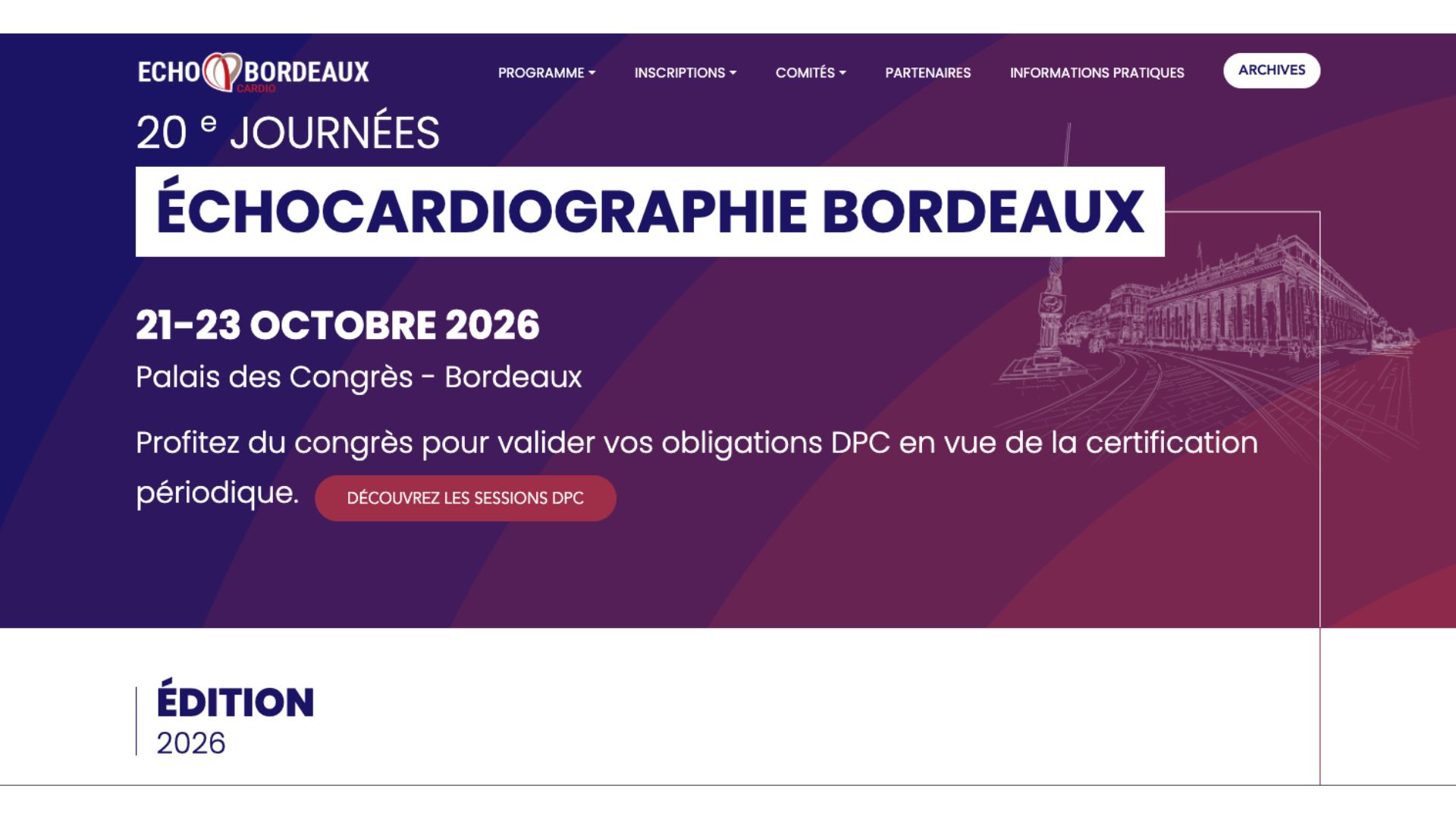 20e Journées Echo Cardio Bordeaux 2026 - Échocardiographie et Imagerie Cardiovasculaire