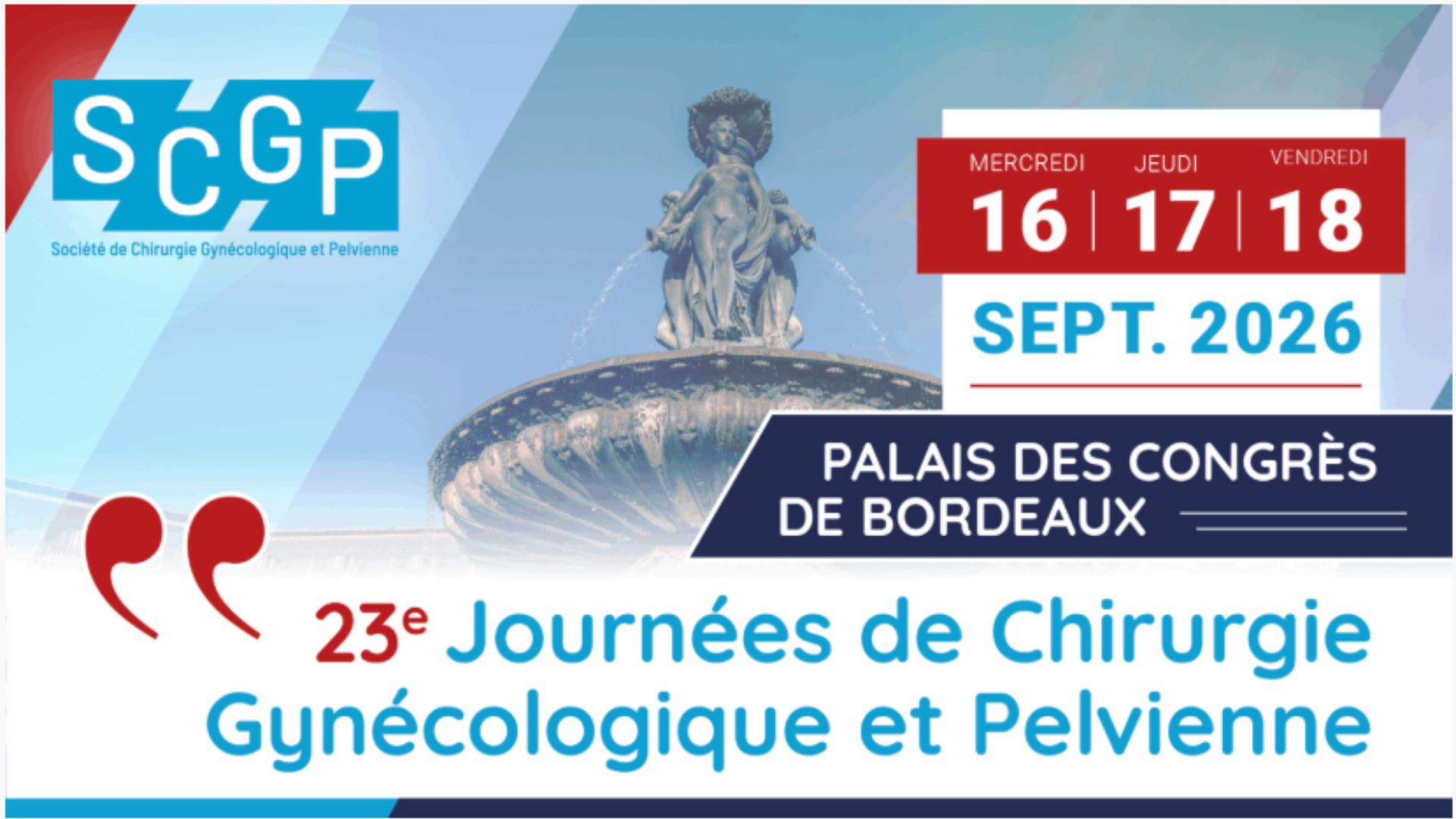 23e Congrès SCGP 2026 - Chirurgie Gynécologique et Pelvienne Bordeaux