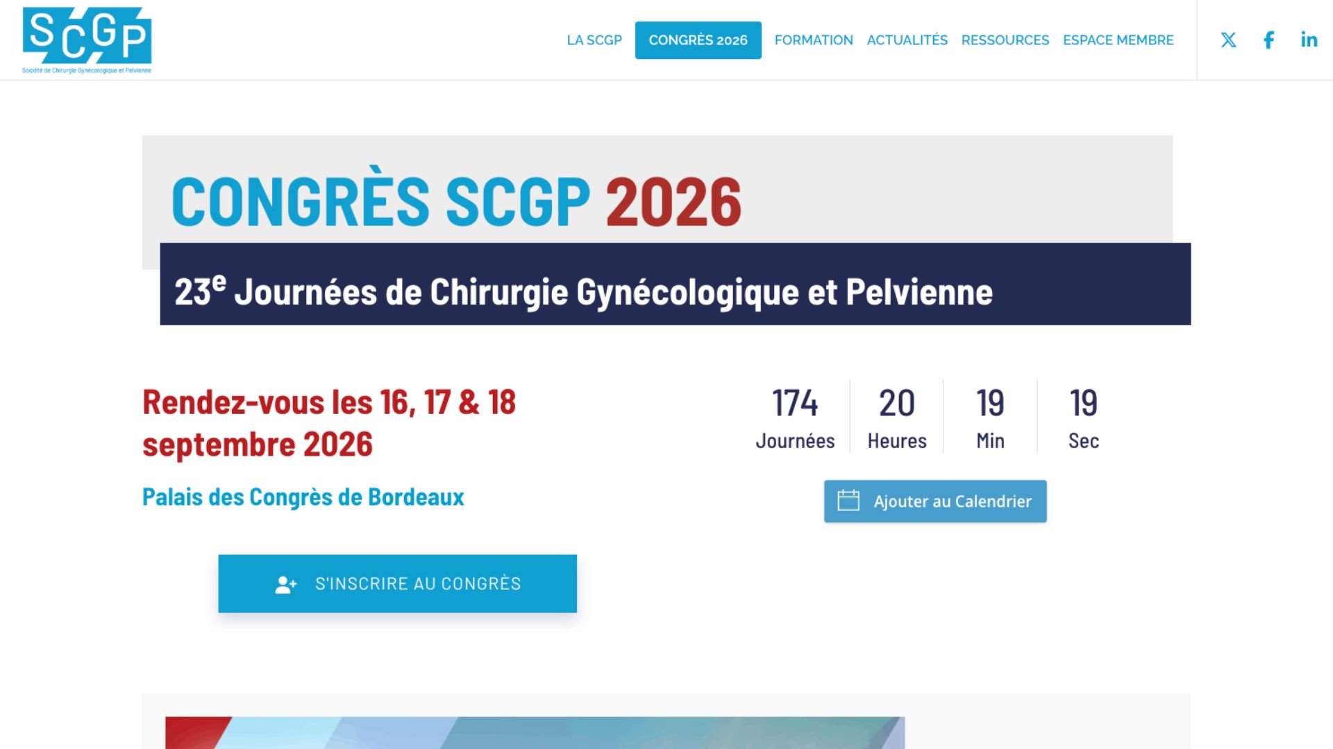 23e Congrès SCGP 2026 - Chirurgie Gynécologique et Pelvienne Bordeaux